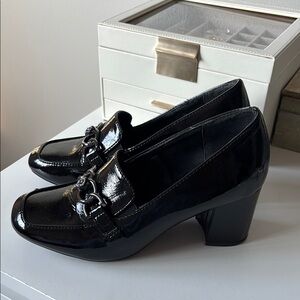 Anne Klein Black Flats Patent Leather Loafers